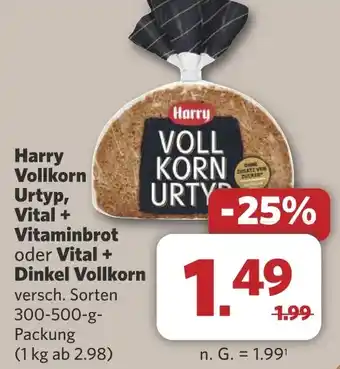 Combi Harry Vollkorn Urtyp, Vital + Vitaminbrot oder Vital + Dinkel Vollkorn aanbieding