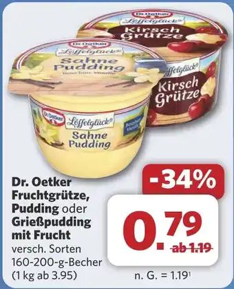 Combi Dr. Oetker Fruchtgrütze, Pudding oder Grießpudding mit Frucht aanbieding