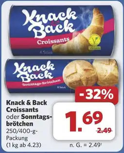 Combi Knack & Back Croissants oder Sonntags- brötchen aanbieding
