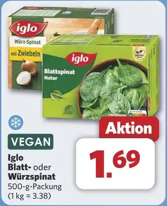 Combi Iglo Blatt- oder Würzspinat aanbieding