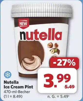 Combi Nutella Ice Cream Pint aanbieding
