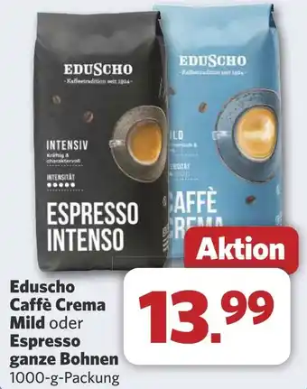 Combi Eduscho Caffè Crema Mild oder Espresso ganze Bohnen aanbieding