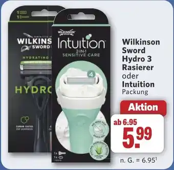 Combi Wilkinson Sword Hydro 3 Rasierer oder Intuition aanbieding