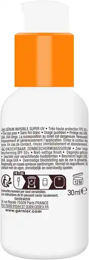 Amazon Garnier Ambre Solaire Dagelijkse Invisible Super UV SPF50+ Serum aanbieding