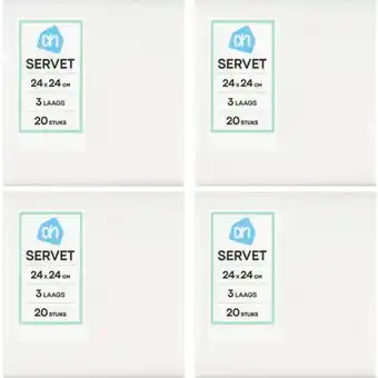 Albert Heijn AH Servetten wit 3-laags 4-pack aanbieding