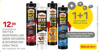 Praxis Pattex montagelijm geen spijkers & schroeven high tack aanbieding