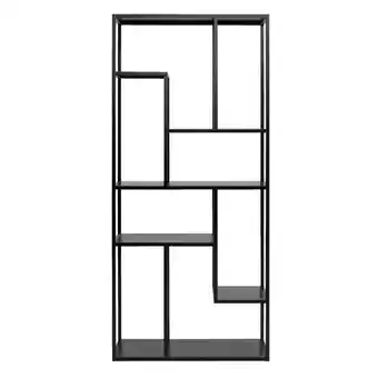 Leen Bakker Vakkenkast Stan - zwart - metaal - 188x85x35 cm aanbieding