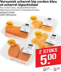 Coop Versuniek scharrel kip cordon bleu of scharrel kipschnitzel aanbieding