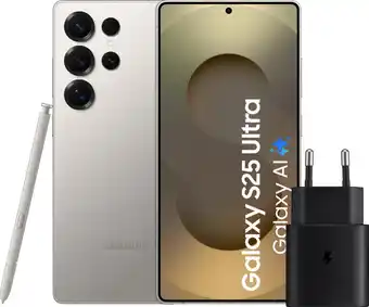 Coolblue Samsung Galaxy S25 Ultra 256GB Grijs 5G + Samsung Oplader 25 Watt Zwart aanbieding