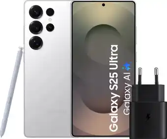 Coolblue Samsung Galaxy S25 Ultra 1TB Wit 5G + Samsung Oplader 25 Watt Zwart aanbieding