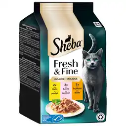 Zooplus Megapack Sheba Fresh & Fine Kattenvoer 6 x 50 g - Kip, Zalm & Kalkoen in Saus aanbieding