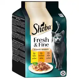 Zooplus Megapack Sheba Fresh & Fine Kattenvoer 6 x 50 g - Kip, Kalkoen & Eend in Saus aanbieding