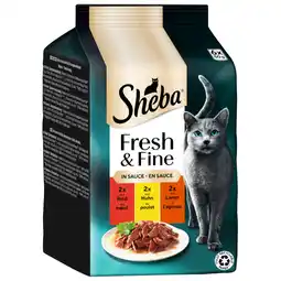 Zooplus Megapack Sheba Fresh & Fine Kattenvoer 6 x 50 g - Rundvlees, Kip & Lam in Saus aanbieding