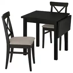 IKEA Nordviken zwarte tafel en stoelen. Compact ontwerp, perfect voor kleine ruimtes aanbieding