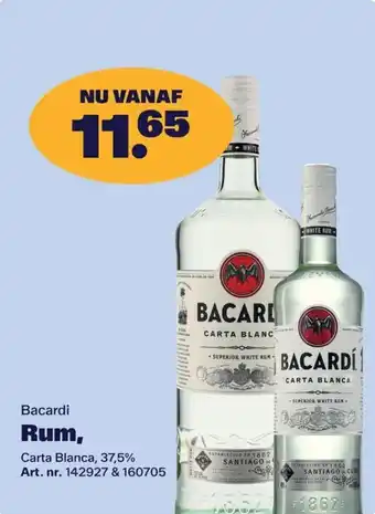 Bidfood Bacardi Rum Carta Blanca aanbieding
