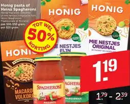 Dagwinkel Honig pasta of Heinz Spagheroni aanbieding