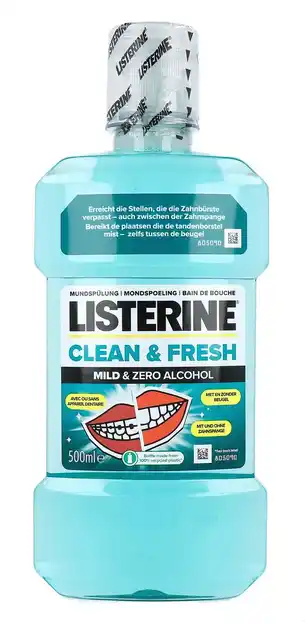 De Online Drogist Listerine Clean & Fresh Mild & Zero Alcohol Mondspoeling 500ML aanbieding