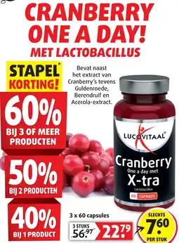 Lucovitaal Cranberry one a day met lactobacillus aanbieding