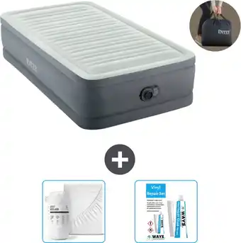 Praxis Intex Luchtbed - 1-Persoons - 99 x 191 x 46 cm - Grijs - Inclusief pomp - Accessoires CB16 aanbieding