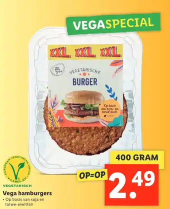 Lidl Vega hamburgers 400 gram aanbieding