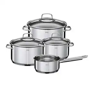 Bol.com Rösle Keuken Elegance Pannenset - RVS/Glas - Set van 4 Stuks - Zilver aanbieding