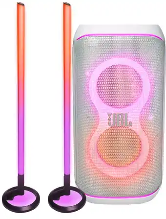 Coolblue JBL Partybox 120 Wit + 2x JBL Partylight Stick aanbieding