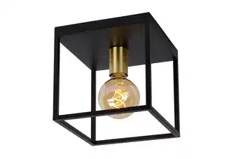 Praxis Lucide plafondlamp Ruben zwart goud E27 aanbieding
