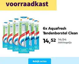 Plein.nl 6x Aquafresh Tandenborstel Clean aanbieding