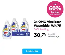 Plein.nl 2x OMO Vloeibaar Wasmiddel Wit 75 aanbieding