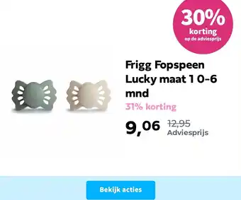 Plein.nl Frigg Fopspeen Lucky maat 1 0-6 mnd aanbieding