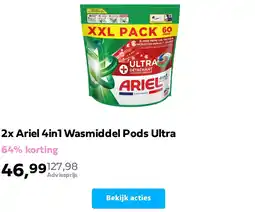 Plein.nl 2x Ariel 4in1 Wasmiddel Pods Ultra aanbieding