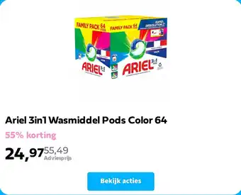 Plein.nl Ariel 3in1 Wasmiddel Pods Color 64 aanbieding