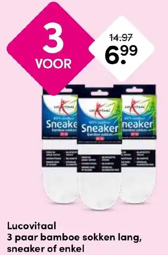 Drogisterij Visser Lucovitaal 3 paar bamboe sokken lang, sneaker of enkel aanbieding