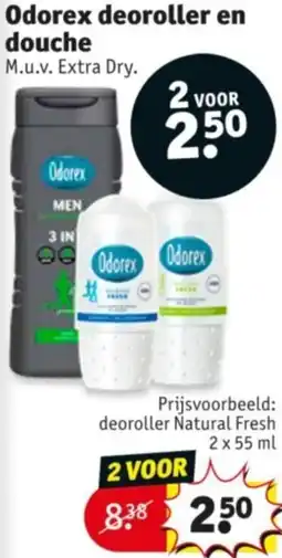 Kruidvat Odorex deoroller en douche aanbieding
