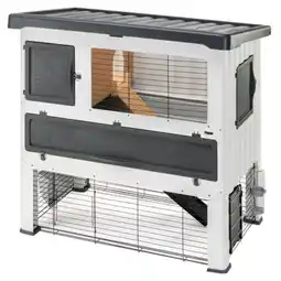 Pets Place Ferplast Konijnenhok Grand Lodge - Dierenverblijf - 115.5x73x110 cm Grijs Wit aanbieding
