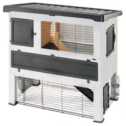 Pets Place Ferplast Konijnenhok Grand Lodge 140 - Dierenverblijf - 134x73x110 cm Grijs Wit aanbieding