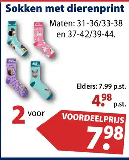 Huisdier Voordeelshop Sokken met dierenprint aanbieding