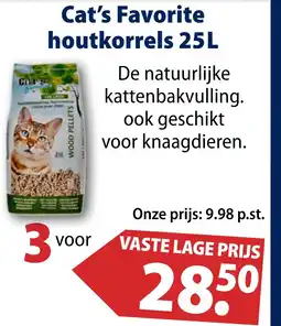 Huisdier Voordeelshop Cat's Favorite houtkorrels 25L aanbieding