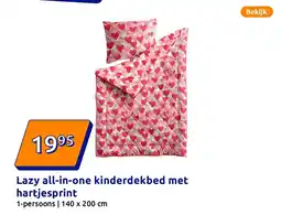 Action Lazy all-in-one kinderdekbed met hartjesprint aanbieding