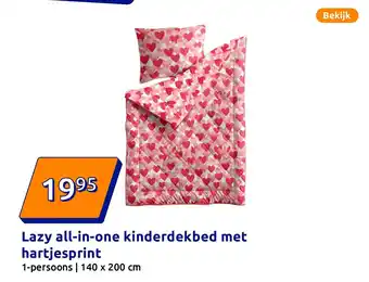 Action Lazy all-in-one kinderdekbed met hartjesprint aanbieding