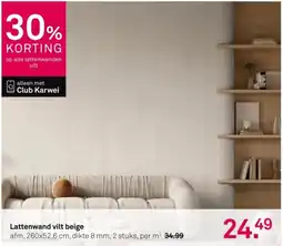 Karwei Lattenwand vilt beige aanbieding