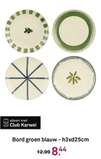 Karwei Bord groen blauw aanbieding