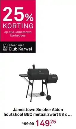Karwei Jamestown Smoker Aldon houtskool BBQ metaal zwart aanbieding