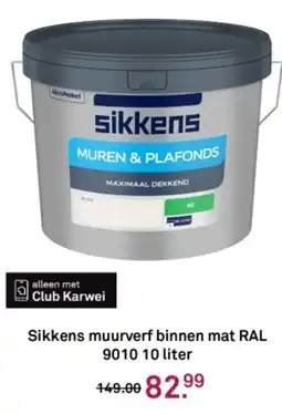 Karwei Sikkens muurverf binnen mat RAL 9010 aanbieding