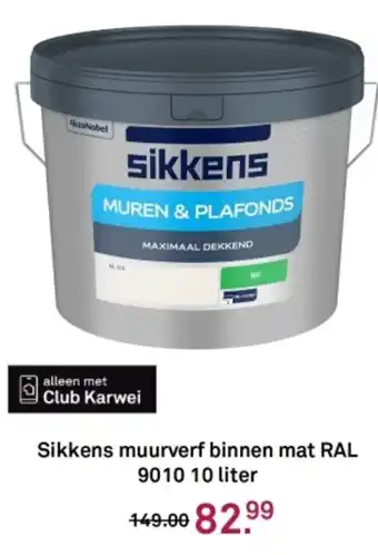 Karwei Sikkens muurverf binnen mat RAL 9010 aanbieding
