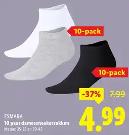 Lidl ESMARA 10 paar damessneakersokken aanbieding