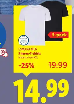 Lidl ESMARA MEN 5 heren-T-shirts aanbieding