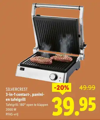 Lidl Silvercrest 3 in 1 contact, panini en tafelgrill aanbieding