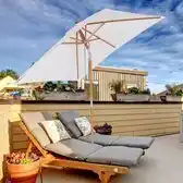 Bol.com Luxe Balkon Parasol - 200 x 150 cm - Rechthoek - Creme - Knikbaar aanbieding