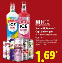Lidl Smirnoff, Gordon's, Captain Morgan aanbieding